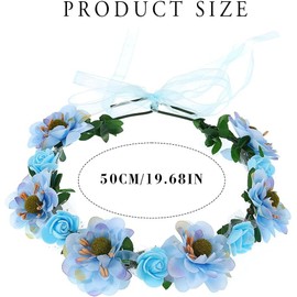 QHFlashbuy Flower Wreath Flower Crown Headband, Flower Headband Purple Boho Flowers Hair Wreath, Adjustable Bridal Bridesmaids Headband for Women Girls Wedding Party Festival