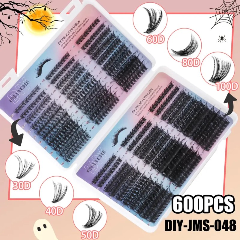 Kit De Extensión Lash Diy Lash Clusters 8-16mm 600 Pcs