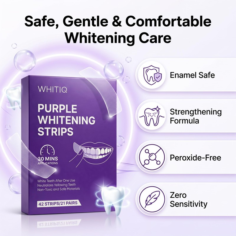 WHITIQ Purple Strips, Japanese Teeth Whitening Strips, White Strips for
