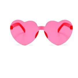 qinqilanqi-S Retro Rimless Heart Glasses Heart Shaped Party Glasses Wedding Party Heart Glasses (Rose Red)