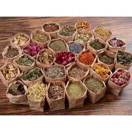 Dried Herbs for Witchcraft Supplies and Tools for Protection Herbal Magic Wiccan Spells - 30 Wiccan Herbs for Wicca Altar Supplies - Dried Herbs with Crystal Spoon
