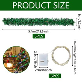 Seasboes 6 Stück Puppenhaus Mini LED Lichterkette, 0,5m Puppenhaus Mini LED Lichterkette, Wichtelzubehör, Bunte Weihnachten Beleuchtet, Miniatur Lichterkette Wichtel,Puppenhaus Möbel Leuchte