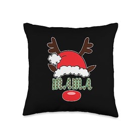 Santa Hat Reindeer Mama Joyful Delight Merry Christmas Throw Pillow