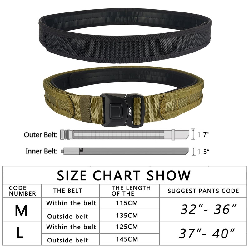 Fantecia Tactical Belt, 1.7 Inch Inner and Outer Belt with