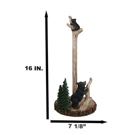 Ebros Gift Rustic Nature Wildlife Woodland Black Bear Cubs Climbing On Tree Branch in Pine Forest Paper Towel Holder Display Dispenser Stand Kitchen Bathroom Home Decor Party Hosting Accent