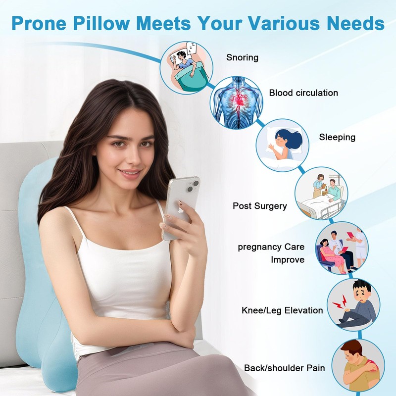 cjc Memory Foam Wedge Pillow for Adults, Multi-Position Support Bed