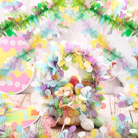 Bekeify 6 Stück Ostergirlande Insgesamt 12 M Girlande Ostern Lametta mit Ostereier Osterdeko Girlanden für Tisch Fenster Kaminsims Treppe Baum Frühling Ostern Haus Dekoration Osterdeko zum Aufhängen