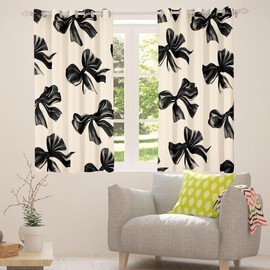 Erosebridal Bow Curtains & Drapes 52" Wx84 L Black Bow Tie Window Curtains for Kids Teen Adults Room Decor,Watercolor Bowknot Blackout Curtains Black White Simple Decor Window Treatments 2 Panels
