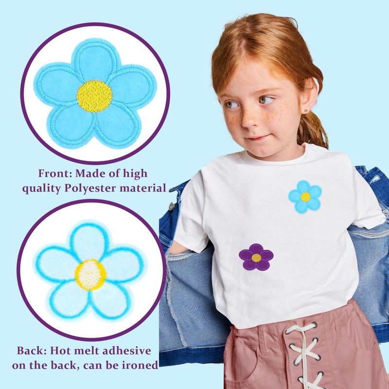 AOODUERL 24 Pieces High Quality Iron-On Patches Floral Embroidered Patches