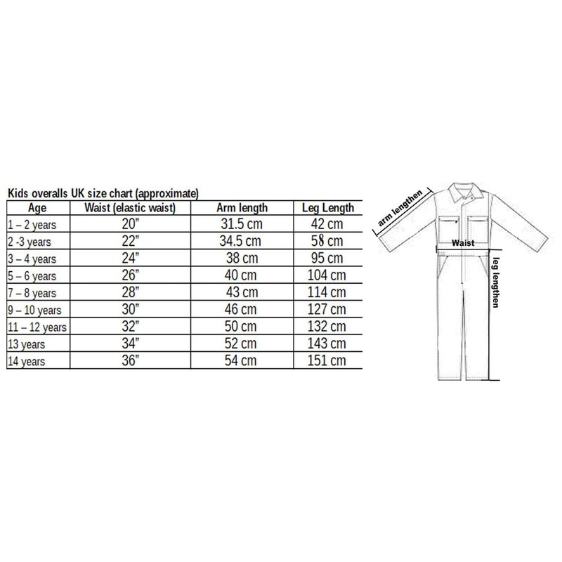 Kids childrens boiler suit overalls coveralls customise apprentice mechanic