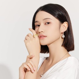 INENIMARTJ To My Daughter-Fidget Ring,S925 Sterling Anxiety Ring with Beads Spinner Rings,Adjustable Open Fidget Jewelry for Women (Gold)