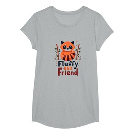 Fluffy Red Friend Red Panda Cute Animal Lover Gift T-Shirt, Girls, Heather Grey