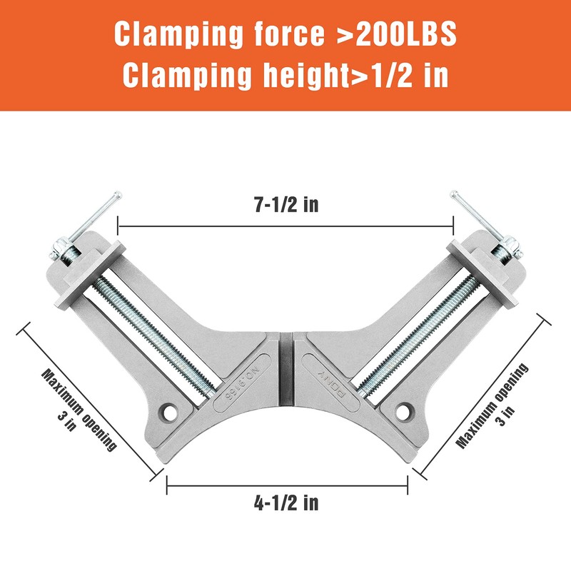 PONY 2-Piece 90 Degree Corner Clamp Set, Featured with 3’’