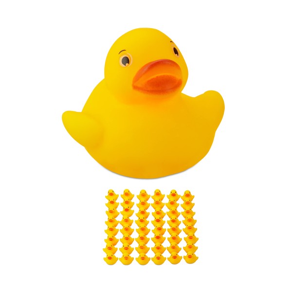 96 x Bath Duck 3.5 cm, Classic Squeaky Duck for
