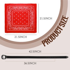 Haysandy Cowboy Hat with Bandana & Belt for Men, Black, HAT, Unisex-Adults