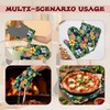 Pineapple Heat-Resistant Silicone Oven Mitts and Pot Holders,Hawaiian Tropical Palm