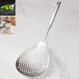 ZDFQly Large Skimmer Slotted Spoon, 304 Stainless Steel Spider Strainer Spoon for Cooking and Frying, Pasta Strainer, Kitchen Tools