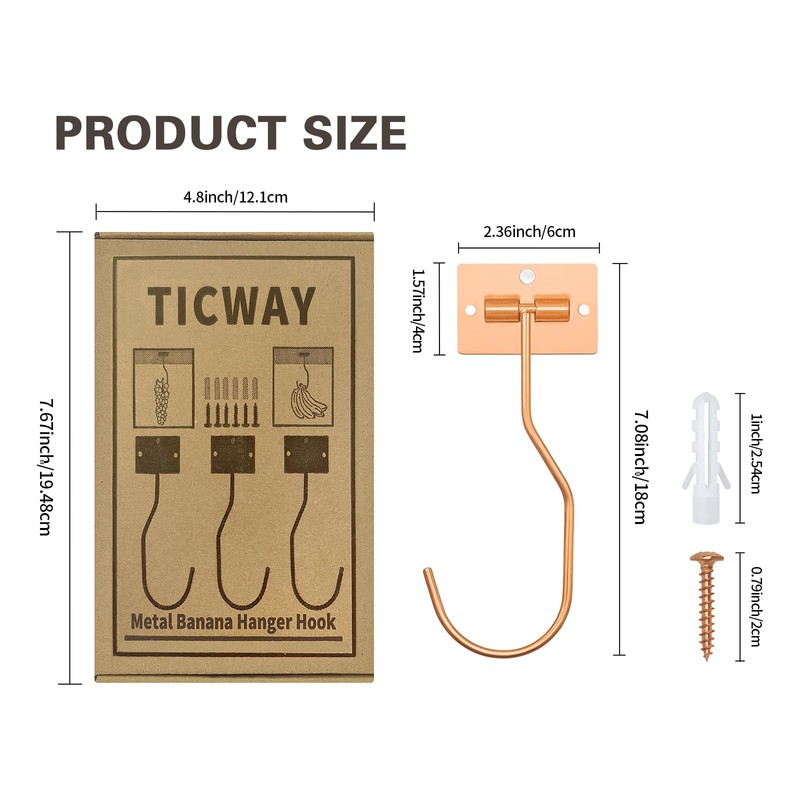 Ticway Banana Hanger Hook – Space Saving Banana Holder Hanger