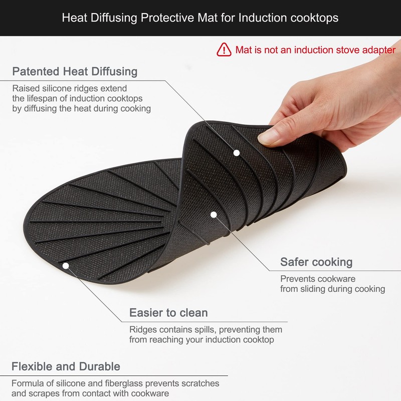 Lazy K Induction Cooktop Mat - Silicone Fiberglass Scratch Protector