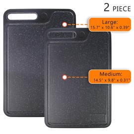 Tagliere Cutting Boards for Kitchen,Large Cutting Board,Plastic Cutting Board Set of 2,Non-Slip Cutting Board with Dandle and Juice Groovenon,Dishwasher Safe Cutting Boards (Black)