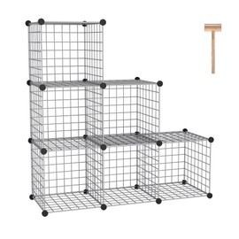 C&AHOME Wire Cube Storage, 6 - Cube Organizer Metal C Grids, Modular Shelves Units, Closet Organizer, Ideal for Home, Office, Living Room, 36.6”L x 12.4”W 36.6”H, Silver Gray UWCS3006G