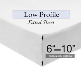 Royal Tradition Low Profile Sateen Sheets Set (6-10 Inch Pockets) Queen Size-Blue, 100% Cotton 300 Thread Count 4pc Bed Linens