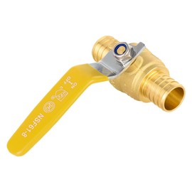 EFIELD 1-Inch Pex Brass Full Port Shut-off Ball Valve, Yellow Handle Brass UPC Certified
