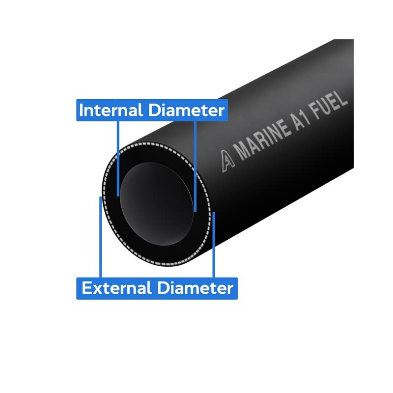 19mm ID Black 500mm Rubber Marine Fuel & Oil Hose