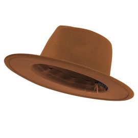jingsha Fedora Hats for Men & Women Wide Brim Fedora Felt Panama Hat Men's Dress Hats with Belt Buckle Khaki