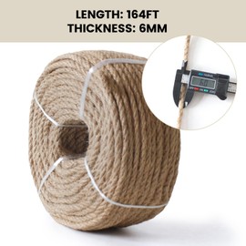 MERIANE 6mm 164 Feet Nature Jute Twine, Jute Rope for Cat Scratching Post DIY Arts Crafts Gardening Bundling Home Decor