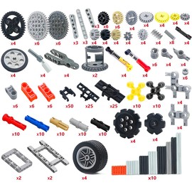 Etarnfly 427Pcs Technical Parts Cars Gears Axles - Wheels Connectors, Building Accessories Pieces Sets, MOC Technical Packs Bulksfor Technic Building Blocks Set(Compatible with Major Brands)