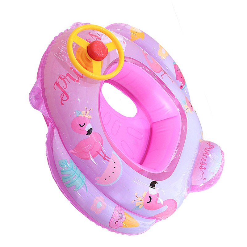 Baby Pool Float with Safety Seat Steering Wheel Cartoon Inflatable