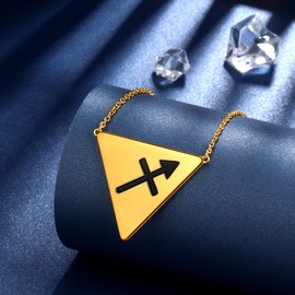 Beautlace Sagittarius Necklace Horoscope Zodiac Triangle Necklaces 12 Constellation Astrology Charm 18K Gold Plated Pendant for Women Men Jewelry Gift KP0110S