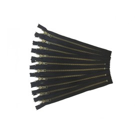 YKK Metal Zippers in Black No. 5 Antique Gold Zipper Pack of 12 8 inch