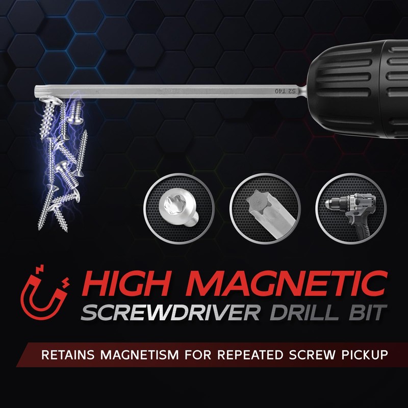 LMXMGRG 6 Point Long Torx Bits Set T6-T40 Bit 1/4