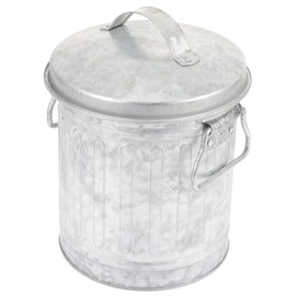 BESPORTBLE Galvanized Trash Can Mini Desktop Wastebasket with Lid and Handle Metal Table Flowerpot Countertop Trash Can Garbage Bin Rubbish Bucket Pencil Holder Pen Cup Makeup Brush Holder A