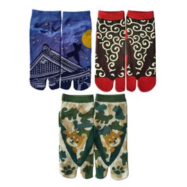 ZEALMAX Calcetines de algodón de dos dedos para hombre, estilo japonés, calcetines para cosplay, paquete de 2 pares, multicolor, M