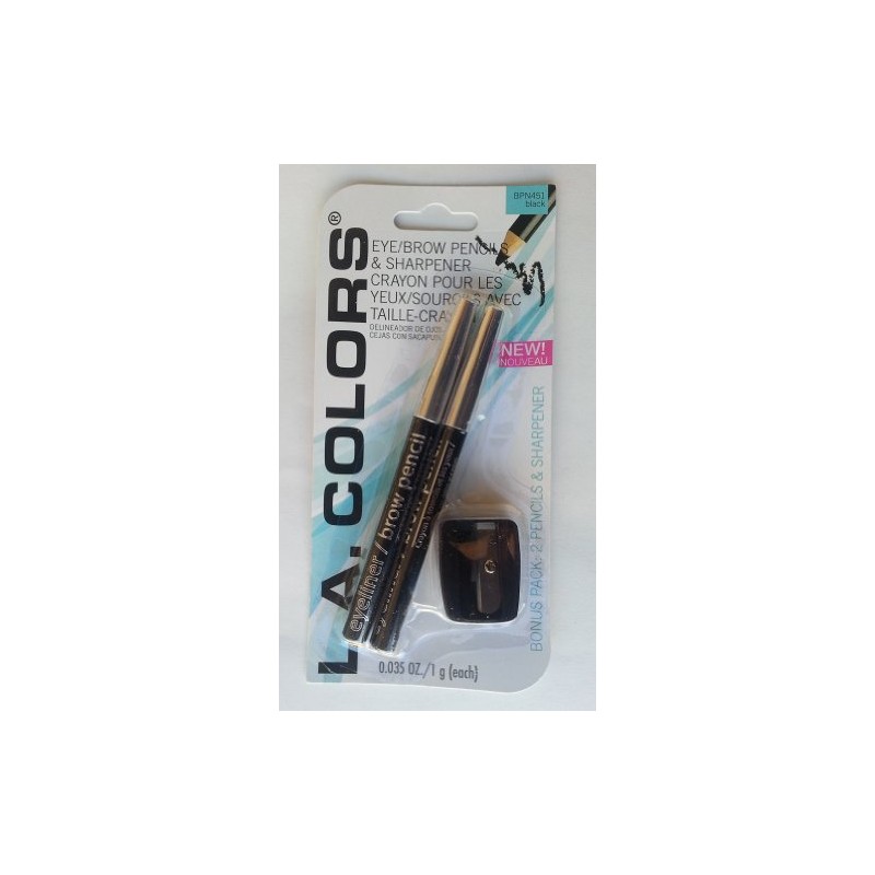 LA Colors Eyeliner/Brow Pencil with sharpener, BPN451 Black, 0.035 Oz