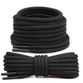 Stepace 2 Pairs (4 Pieces) Round Shoelaces, Mountain Climbing Shoes Sneakers, Length 31.5 - 63.0 inches (80 - 160 cm), 11 Colors, Round Cord, Black