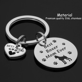 Kivosliviz Boxer Mom Gifts Keychain for Women Boxers Lover Onwers Key Chains Best Boxer Mom ever Pendant Jewelry Boxer Dog Keychain