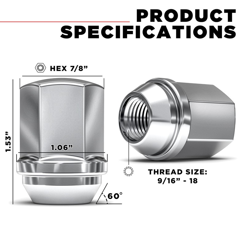 White Knight 9/16"-18 Lug Nuts for Dodge and Ram, Factory