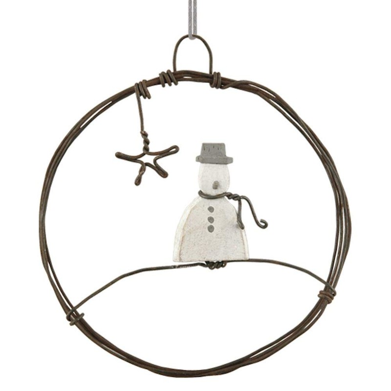 East of India - Small Hanging Metal Decoration - Snowman