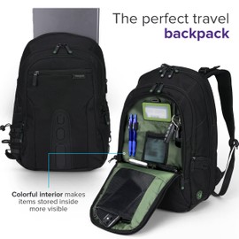 Targus Travel Laptop Backpack for 15.6 inch Laptops, TSA Checkpoint-Friendly Carry On Travel Backpack for Women Men Business/College Laptop Bag for Work School Travel, Black (TBB013US)