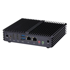 Qotom Q170S Mini PC J3710 Quad Core Up to 2.64 GHz Dual LAN Dual Dual HD 1.4 Ports-4GB RAM 64GB mSATA SSD