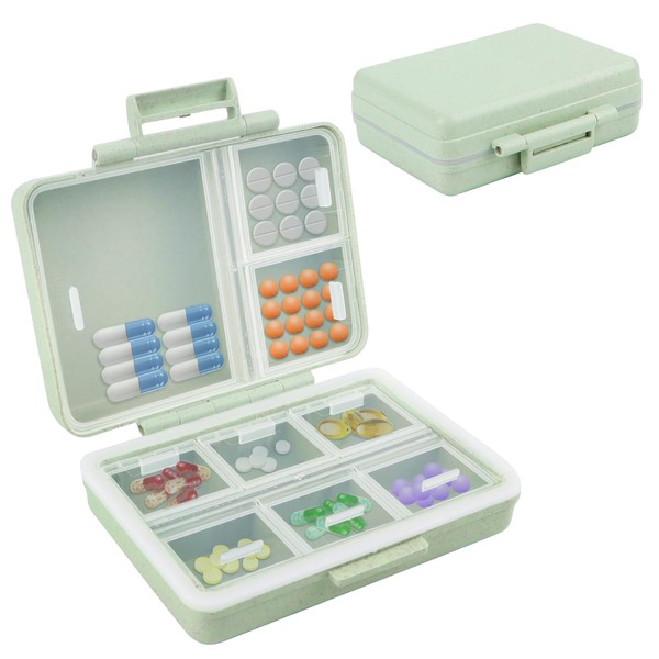 Pill Box Portable Pill Box with Compartments, Medicine Box Small for Tablet Storage, Travel Tablet Box Small, Pocket Pharmacy Box Suitable for Travel and Daily Use (Pack of 1)