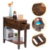 LUSUOWLZ Brown 2 Pack Chairside Narrow End Table with Drawer,