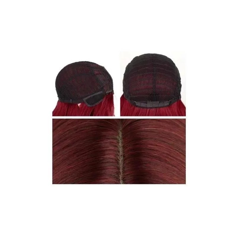 Teyu shop Peluca Mujer Larga Rizada Roja Con Encaje Frontal