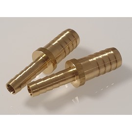 Set of 2 Brass Hose Connectors: Versatile Hose Connector and Adapter in Various Sizes, Includes Reducing Pieces for Garden and Sanitary (6 mm/10 mm)