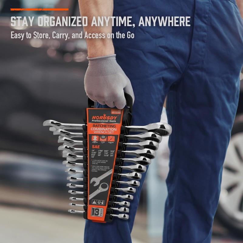 HORUSDY 13-Piece Sturdy Ratcheting Wrench Set | SAE 1/4''–7/8'' |