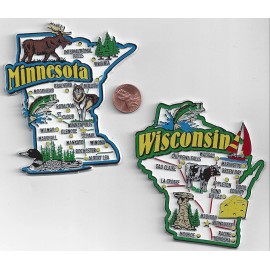 CLASSIC  MINNESOTA JUMBO  STATE MAP  MAGNET 7 COLOR   NEW USA   MINNEAPOLIS  ROCHESTER